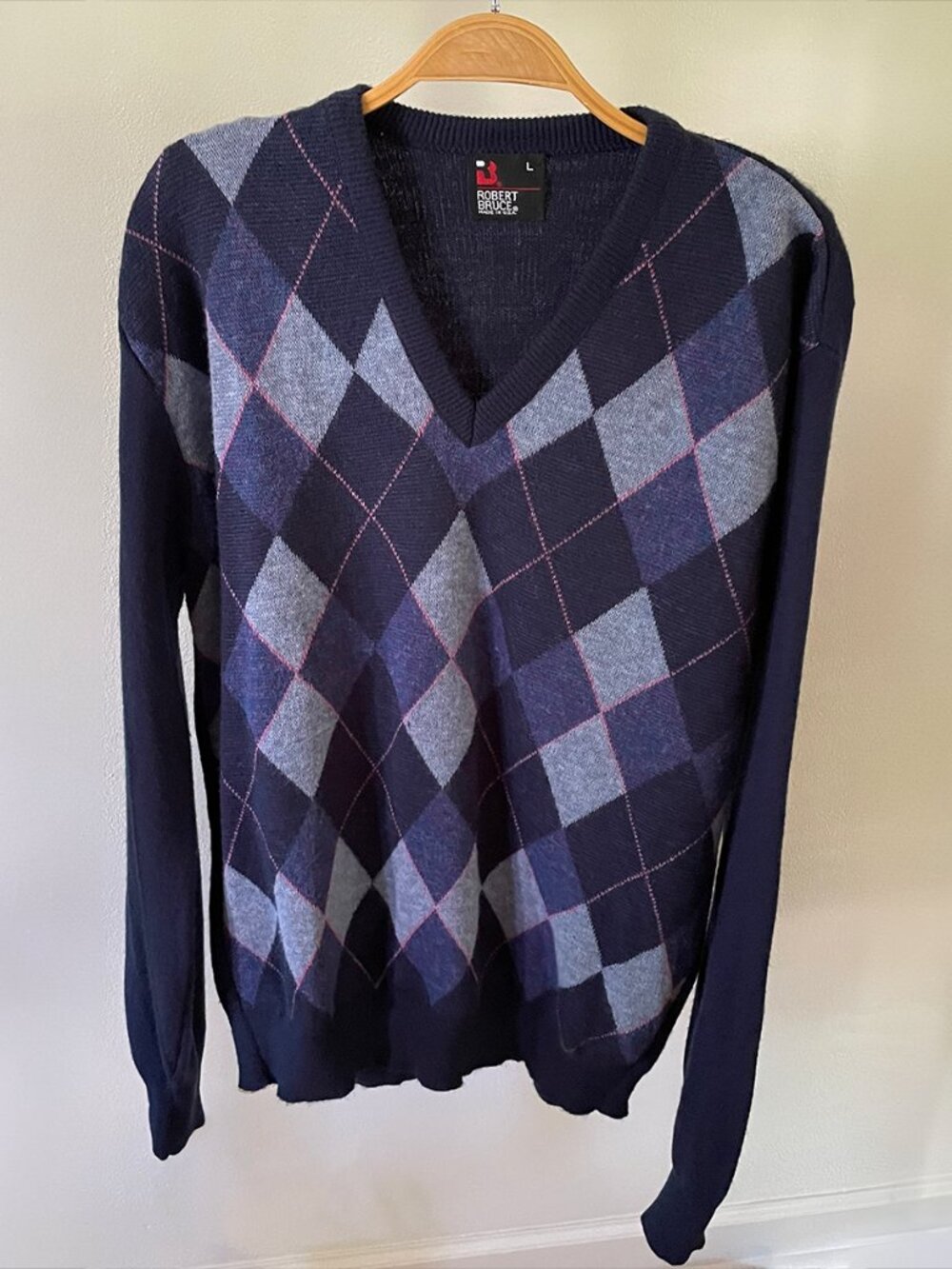 Vintage Robert Bruce argyle sweater size large